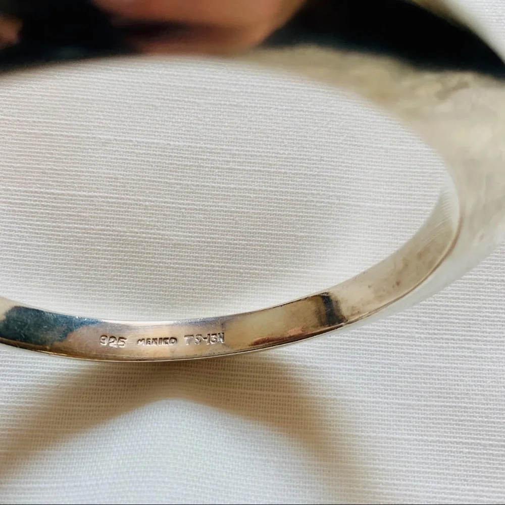 Mexico Sterling Silver 925 Bangle Bracelet TS-134 Minimalist Handcrafted